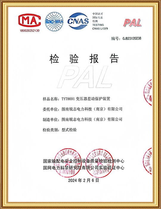 TYT8691变压器差动保护检验报告