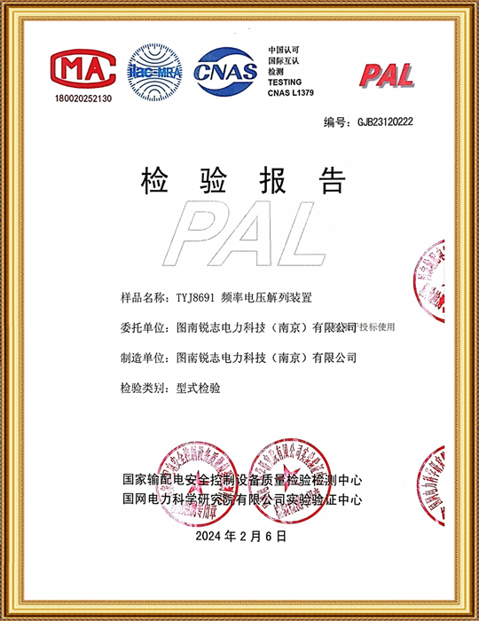 TYJ8691频率电压解列装置检验报告